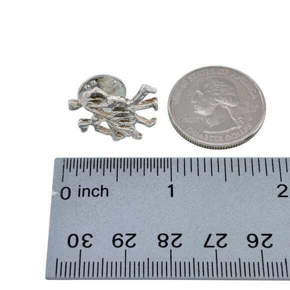 Vintage Sterling Silver 925 Ballroom Couple Dancer Hat Tie Lapel Pin Brooch - Picture 4 of 5